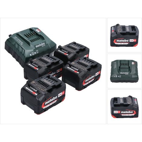 Metabo Basis Set 4x Li-Power Akkupack 18 V 4,0 Ah CAS Li-Ion Akku ( 4x 625027000 ) + ASC 55 Ladegerät ( 627044000 )