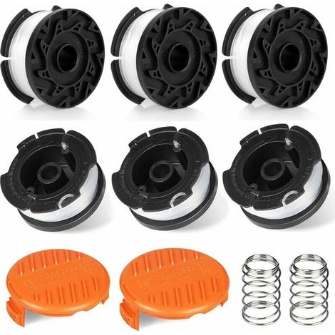 8er-Packung Trimmerfadenspulen, kompatibel mit Black & Decker Trimmern, Freischneiderfadenspule (6 Trimmerfäden, 2 Schutzkappen, 2 Federn)