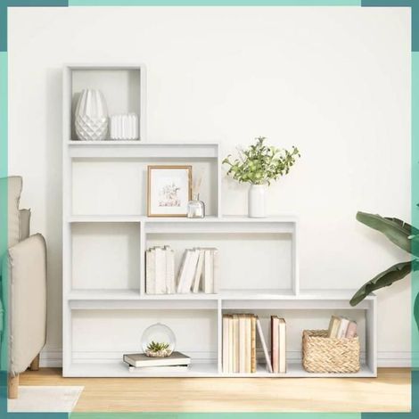 857994 étagère séparatrice de pièce à 4 niveaux blanc 143,5x29x143,5cm (1/5)