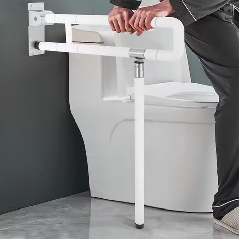 Barre D'appui Wc,Barre Support Mural,Barre Dappui Wc Handicapé,arre D'appui Douche Pliable Salle Avec Un Anneau Lumineux,Rotation Verticale à 90°,pour Salle de Bains,handicapés (1/5)