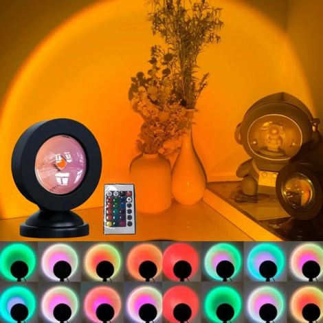 Lampe Projecteur Coucher de Soleil 16 Couleurs LED, USB, Télécommande, Ambiance Chambre Photo (1/5)