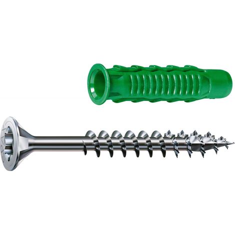 Spax Universalschrauben + Dübel 5.0 x 60 mm TX 20 - 4er Set Spanplattenschrauben & Holzbauschrauben (1/2)