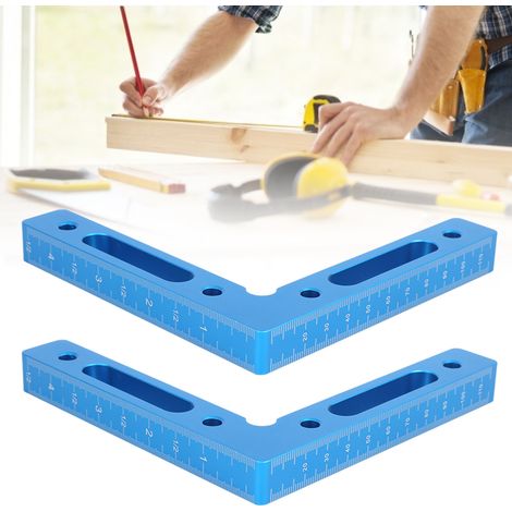 Lot de 2 serre-joints d'angle à 90° en alliage d'aluminium pour menuisier, outil de travail du bois, bleu (1/5)