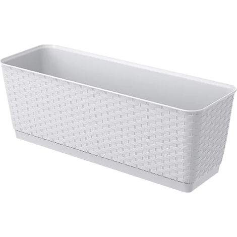 Maceta rectangular con platillo DRL500P Blanca (1/5)