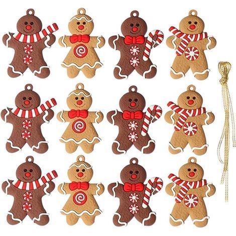 12 Pieces Gingerbread Man Christmas Tree Ornament, Original Christmas Decorations, Christmas Ornament, to Hang on the Christmas Tree Using a String (1/5)