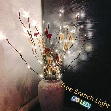 Guirlande lumineuse féérique à 20 LED en forme de branche d'arbre, idéale pour décorer une maison, un jardin ou une fête (mariage, etc.). (1/5)