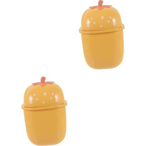 2pièces Poubelle De Bureau Plastique avec Couvercle Créatif pour Cuisine Bureau Chambre Corbeille De Table Idéale pour Déchets Et Maison Fraise (1/5)