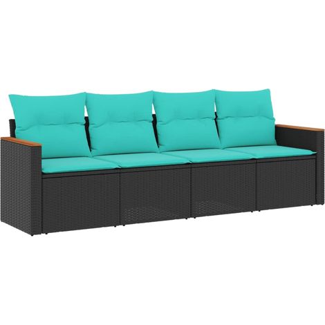 Maison Exclusive - Set Divani da Giardino 4 pz con Cuscini Nero in Polyrattan (1/5)