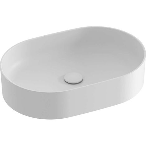 Ravak Ceramic - Lavabo sobre encimera 55x37 cm, sin rebosadero, sin orificio para grifería, blanco mate XJX0E155000 (1/4)