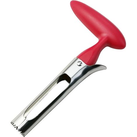Neues Apfelkernmesser aus Edelstahl, multifunktionaler Gemüseschneider, Birnenkernentferner, Küchenhelfer (Rot)