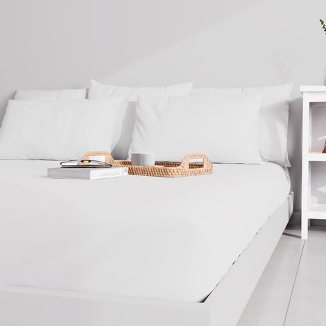Drap housse uni 160x200 cm ZZZ blanc