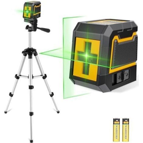 Laser à lignes croisées avec trépied, niveau à bulle laser, laser à lignes autonivelant vert, niveau laser vertical et horizontal pour chantiers et projets de bricolage (1/4)