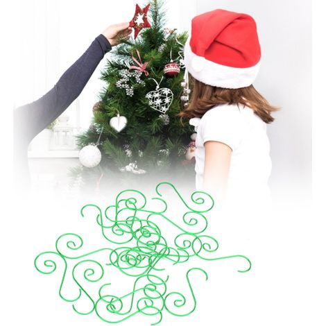 60 Stück Mini-Mehrzweck-Metallhaken in S-Form zur Weihnachtsbaumdekoration (Grün) (1/5)