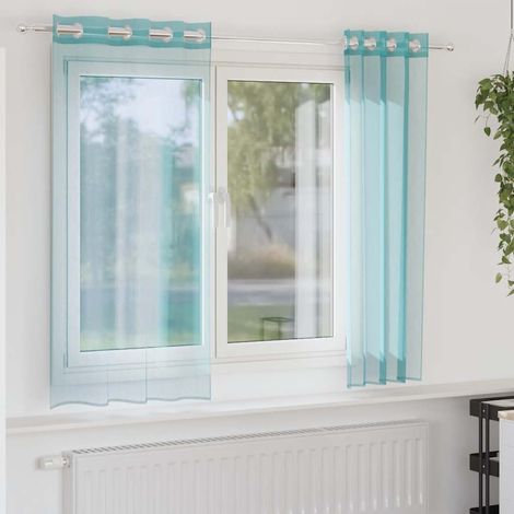 Rideaux en voile avec œillets 2 pcs turquoise (1/5)