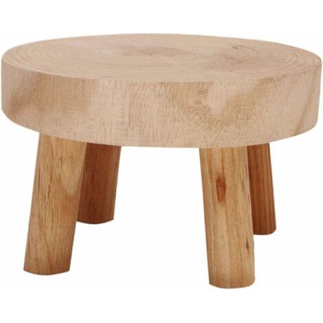 Runder Mini-Hocker aus Naturholz, Blumentopfständer, Gartenhocker – 8,9 cm hoch (1/5)