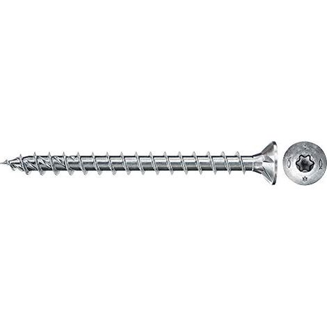 Fischer 200x Power-Fast II FPF II CTF 5 x 20 mm BC testa svasata con impronta TX20 a stella filettatura intera zincata blu passivata - 670348 (1/4)