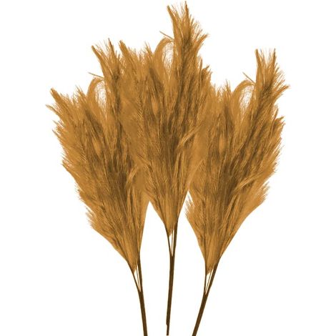 3 Pampas artificiali con stelo a 6 teste da 55cm - Per vasi da terra o da tavola - Pampas Oro (1/5)