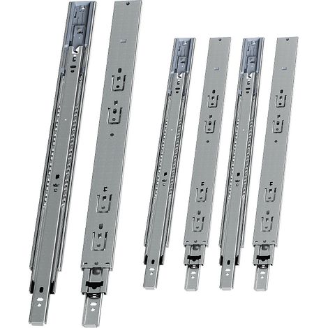 Randaco Guías para cajones 45 kg, 3 partes, acero laminado en frío, guía telescópica, para cocina, baño y oficina 3 par 500mm (1/5)