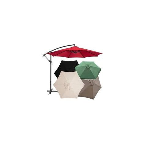 Housses de rechange Toile de rechange universelle pour parasol de jardin, terrasse, cour, plage, piscine, marché, 3 m/6 baleines kaki