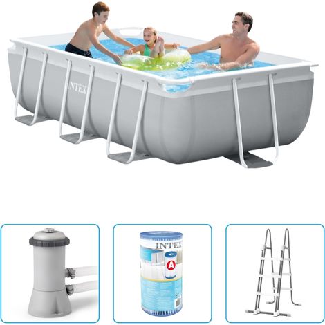 Piscine Intex Prism Frame - 300 x 175 x 80 cm - Rectangulaire - Avec pompe de filtration + échelle de piscine