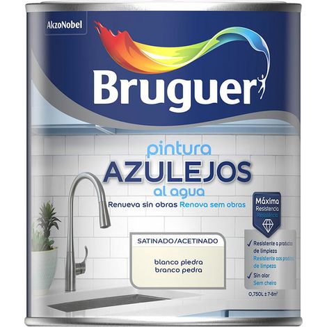 Pittura per piastrelle all'acqua per pietra satinata bianca 750 ml