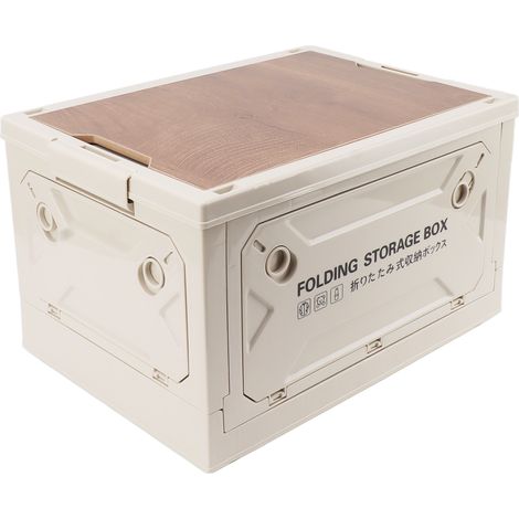 Valise de rangement pliable pour camping, design à poulie, étanche, ouverture 5 faces, boîte pliable pour voiture et extérieur, blanc (1/5)