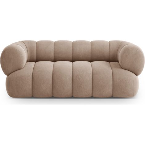 Canapé 2 places en velours beige foncé (1/5)