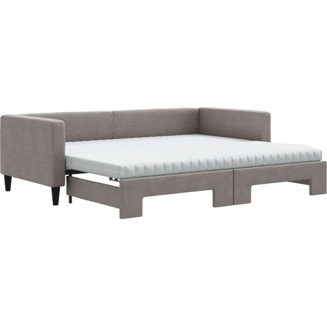 Maison Exclusive - Tagesbett Ausziehbar mit Matratzen Taupe 90x20
