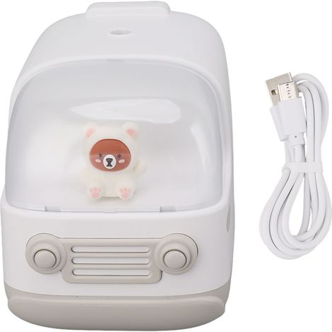 Mini-humidificateur ours 350ml forme bus, rechargeable USB, brumisateur frais portable pour bureau chambre blanc (1/5)