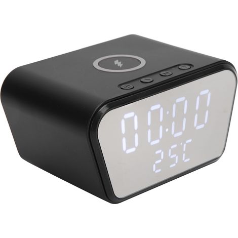 Réveil sans fil avec chargeur et testeur de température intégré, 10 W, noir (1/5)