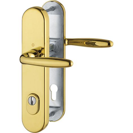 Hoppe de sécurité Poignée de Vérone – Norme Distance 88 mm, plaque longue Profil Protection pour épaisseur de porte 62–72 mm avec Kern Cylindre, classe 3, 1 pièce, 3896551 (1/5)