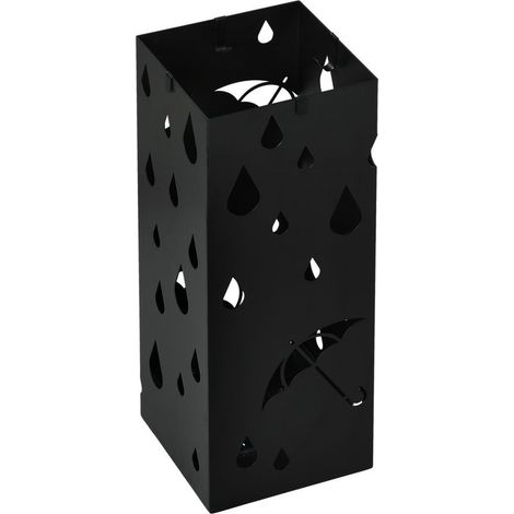 Door-umbrella, 4 hooks, tray draining, steel, black (1/5)
