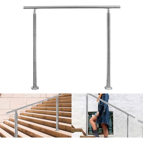 Randaco 100 cm Edelstahl Handlauf Geländer Treppengeländer mit 0 Querstreben für Treppen Brüstung Ø 42mm Balkongeländer Aufmontage