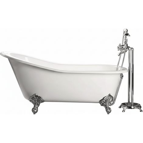 Freistehende Gusseisen Badewanne ASHFORD Füße CHROM 156