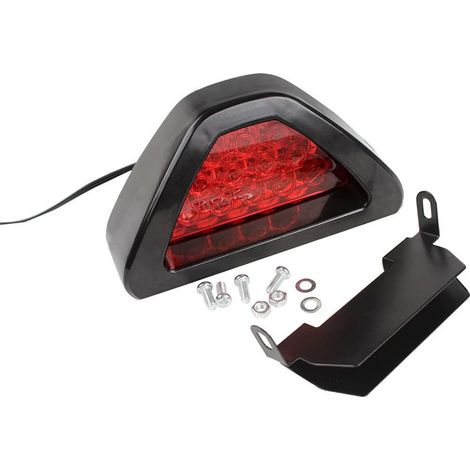 Feu Arriere 12 V - Feu de Frein Troisieme Position Forme Triangle Inverse - Compatible Voiture Camping-Car Moto Remorque - 12 LED Rouge - Avec Support Reglable (1/5)