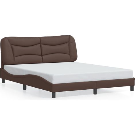 Lit double，Lit adulte，Cadre de lit sans matelas Hvar marron 160x200 cm similicuir CFW3093898 (1/5)