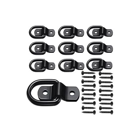 Kit de ganchos de anclaje para torre de remolque de alta resistencia para SUV, RV, caravana, furgoneta, coche, barco y motocicleta (montaje en superficie, color negro). (1/2)