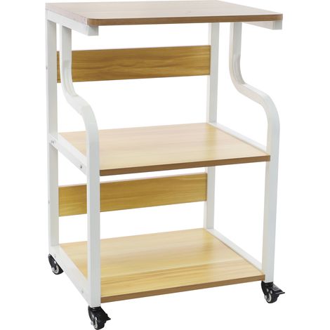 Table d'imprimante à 3 niveaux avec roues 50 x 40 x 74,5 cm - Support mobile pour imprimante - Grand chariot d'imprimante sur roulettes pour la maison, le bureau, rustique - Presse à chaud (1/5)