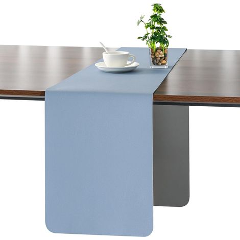 Runner in Pelle Bicolore Impermeabile Grigio Blu 40x240 cm (1/5)