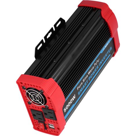 Convertisseur de puissance universel à onde sinusoïdale pure 5000 W crête CC 12 V vers 110-120 V pour automobile (1/5)