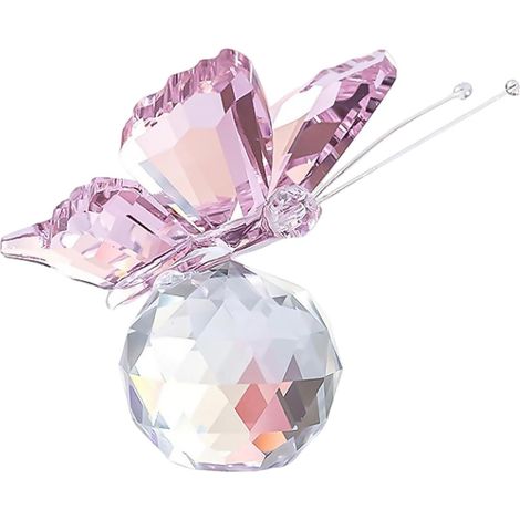 Sfera di cristallo a forma di farfalla, 4,5 cm, sfera di cristallo a forma di farfalla incisa in 3D, statuetta decorativa in cristallo con base in vetro, statua di animale per la decorazione della cas