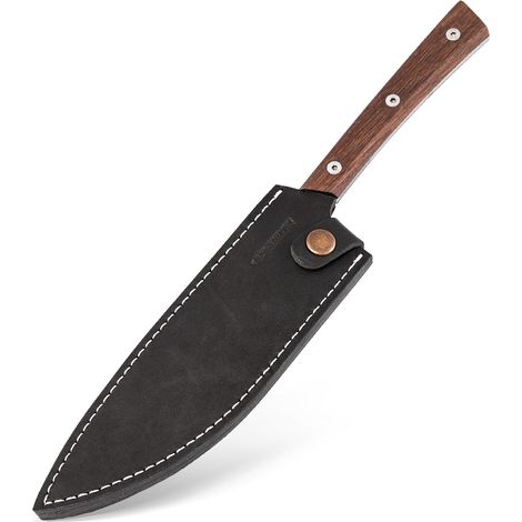 Couteau de cuisine BPS Knives Rosemary Umber - Édition limitée  Acier inoxydable 5Cr14MoV, chêne des marais, étui en cuir noir (1/5)
