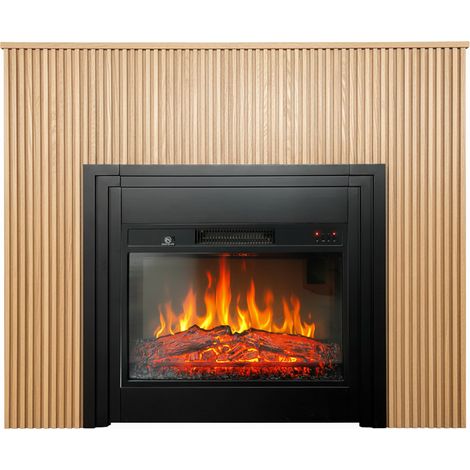 CHEMIN’ARTE - Cheminée électrique Ambra à Poser au Sol - Effet Flammes LED - 119x25x94cm - Chauffage 2000W Thermostat - Télécommande