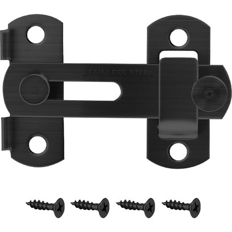Verrou de porte coulissante rabattable de 10,2 cm, loquet de portail robuste pour intimité, noir mat, pour portes coulissantes, armoires, clôtures (1/5)