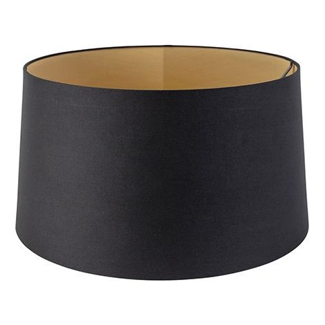 – Abat-jour en coton noir 45cm – Intérieur doré pour éclairage chaleureux – Compatible lampes E27 – Hauteur 25cm (1/5)