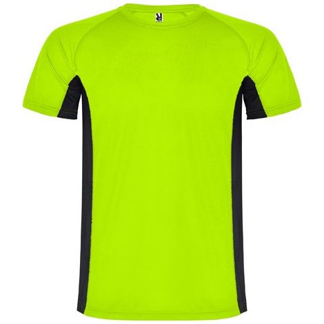 Camiseta técnica combinada de poliéster con manga raglán SHANGHAI ROLY 4 Verde Fluor/Negro (1/3)