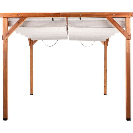 Pergola da giardino 320 x 380 cm pieghevole in tessuto con struttura in legno Beige Villarosa (1/5)