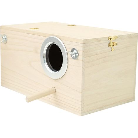 Nichoir pour perruches - 1 unité - Bois - Avec porte - Pour cage et volière - 19,5 x 12 cm (1/5)