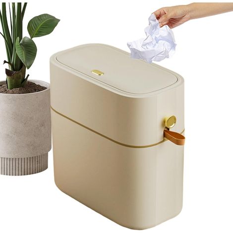 Couvercle de poubelle salle bain compacte avec piège à odeurs Capacité 8 L pour les déchets , idéale (1/5)
