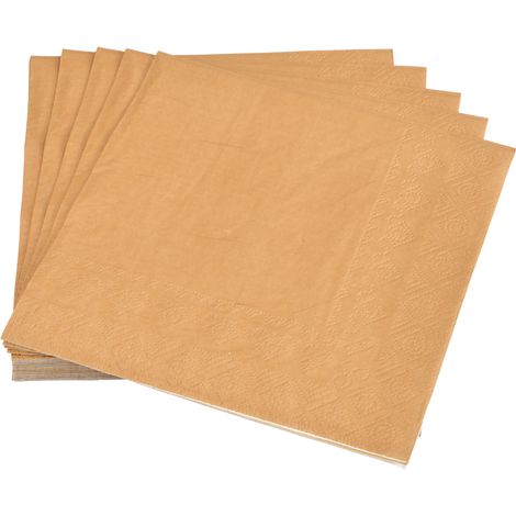 Lot de 20 serviettes en papier 33 x 33 cm Tendance Uni marron